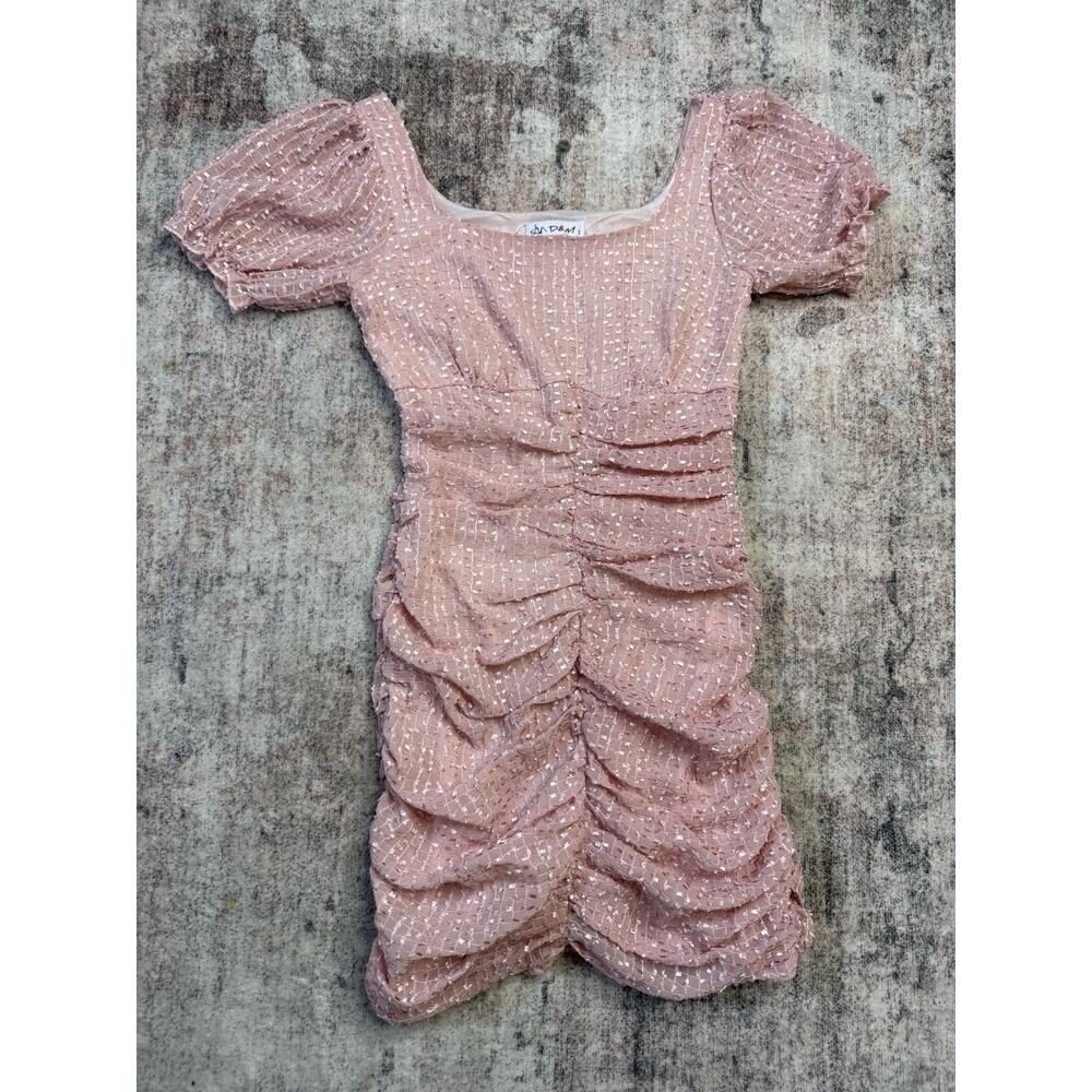 D&M Cinched Ruched Mini DressPink Sz S Feminine Coquette Party Summer